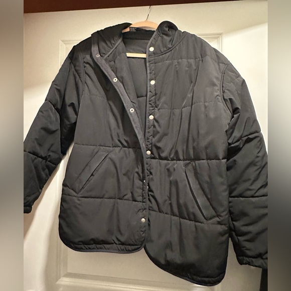 Ralph Lauren Black Button Winter Coat - Picture 1 of 2